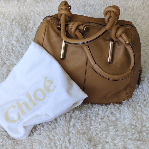 Chloe Tan Leather Satchel with Gold Hardware - Picture 1 of 14